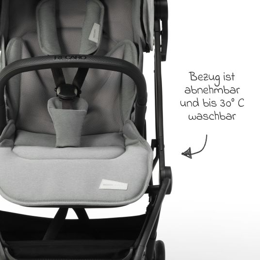 Recaro Buggy & pushchair Lexa Elite up to 22 kg load capacity with reclining position, convertible seat unit incl. carrying strap - Prime - Silent Grey