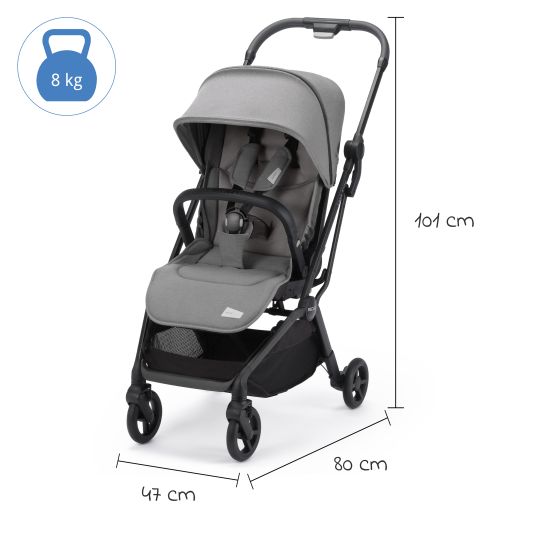 Recaro Buggy & pushchair Lexa Elite up to 22 kg load capacity with reclining position, convertible seat unit incl. carrying strap - Prime - Silent Grey