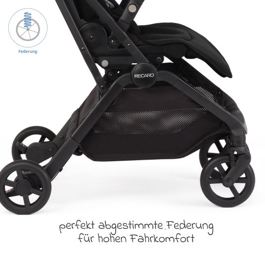 Recaro Buggy & pushchair Lexa Elite up to 22 kg load capacity with reclining position, convertible seat unit incl. carrying strap - Select - Night Black