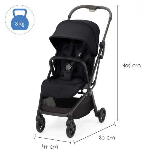 Recaro Buggy & pushchair Lexa Elite up to 22 kg load capacity with reclining position, convertible seat unit incl. carrying strap - Select - Night Black