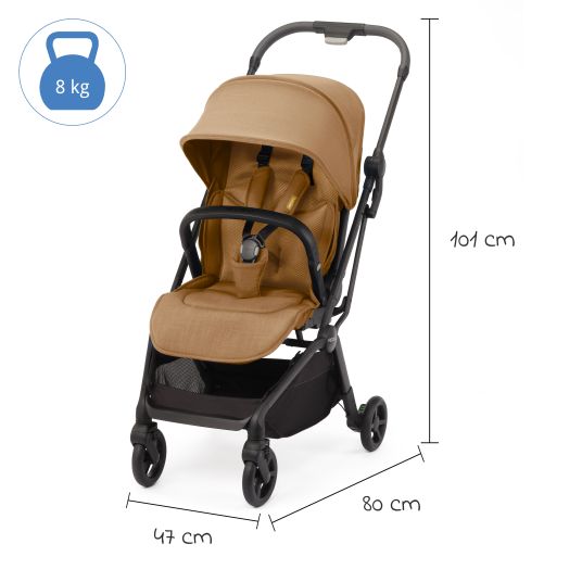 Recaro Passeggino e carrozzina Lexa Elite fino a 22 kg di portata con posizione reclinabile, unità di seduta convertibile con cinghia di trasporto - Select - Sweet Curry