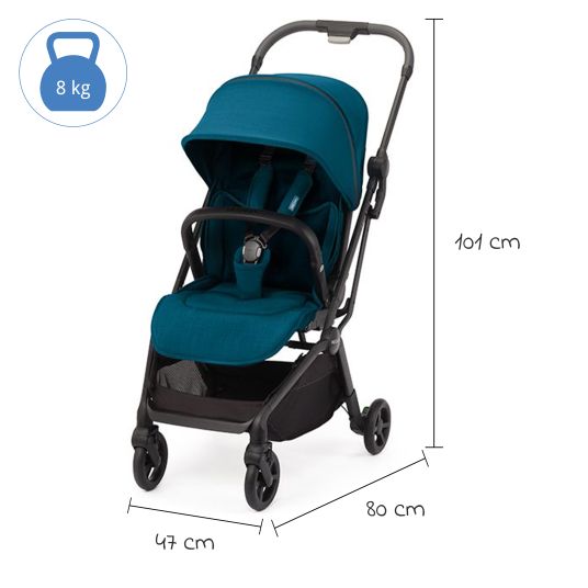 Recaro Buggy & pushchair Lexa Elite up to 22 kg load capacity with reclining position, convertible seat unit incl. carrying strap - Select - Teal Green