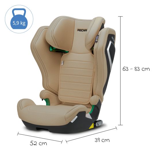 Recaro Kindersitz Axion 1 i-Size ab 3 Jahre bis 12 Jahre (100 cm - 150 cm) mit Isofix - Elegant Beige