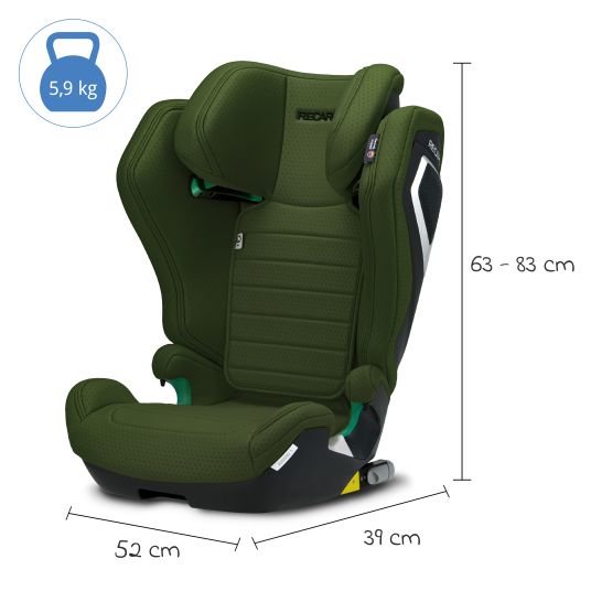 Recaro Kindersitz Axion 1 i-Size ab 3 Jahre bis 12 Jahre (100 cm - 150 cm) mit Isofix - Epic Green