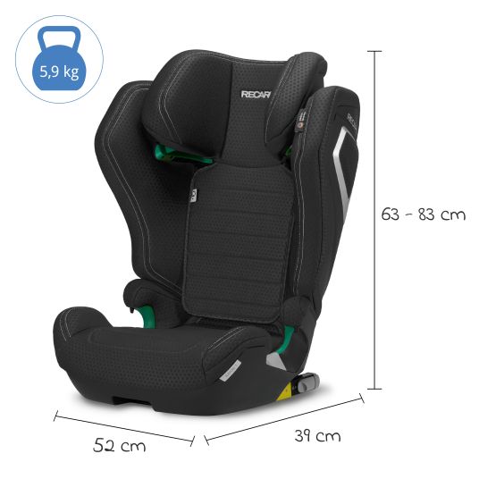 Recaro Kindersitz Axion 1 i-Size ab 3 Jahre bis 12 Jahre (100 cm - 150 cm) mit Isofix - Fresh Black