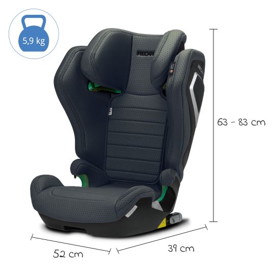 Recaro Kindersitz Axion 1 i-Size ab 3 Jahre bis 12 Jahre (100 cm - 150 cm) mit Isofix - Gallant Grey