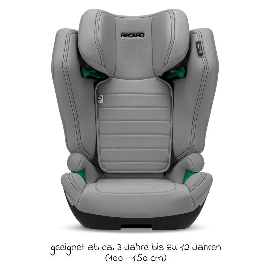 Recaro Kindersitz Axion 1 i-Size ab 3 Jahre bis 12 Jahre (100 cm - 150 cm) mit Isofix - Happy Grey