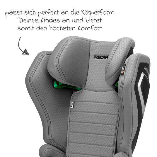 Recaro Kindersitz Axion 1 i-Size ab 3 Jahre bis 12 Jahre (100 cm - 150 cm) mit Isofix - Happy Grey