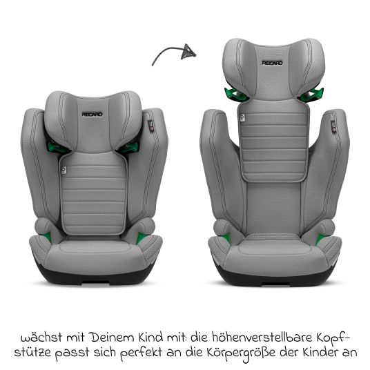 Recaro Kindersitz Axion 1 i-Size ab 3 Jahre bis 12 Jahre (100 cm - 150 cm) mit Isofix - Happy Grey