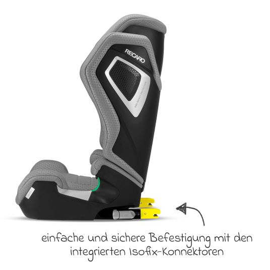 Recaro Kindersitz Axion 1 i-Size ab 3 Jahre bis 12 Jahre (100 cm - 150 cm) mit Isofix - Happy Grey