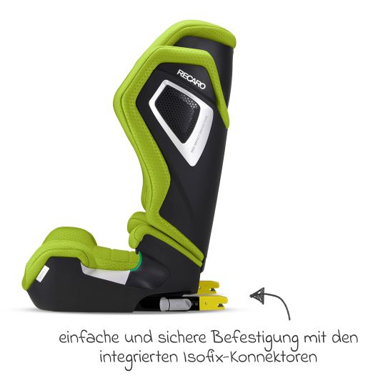 Recaro Kindersitz Axion 1 i-Size ab 3 Jahre bis 12 Jahre (100 cm - 150 cm) mit Isofix - Hello Green