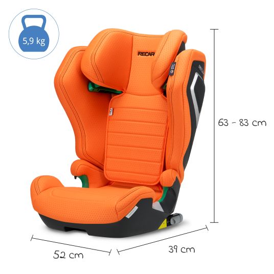 Recaro Kindersitz Axion 1 i-Size ab 3 Jahre bis 12 Jahre (100 cm - 150 cm) mit Isofix - Vibrant Orange