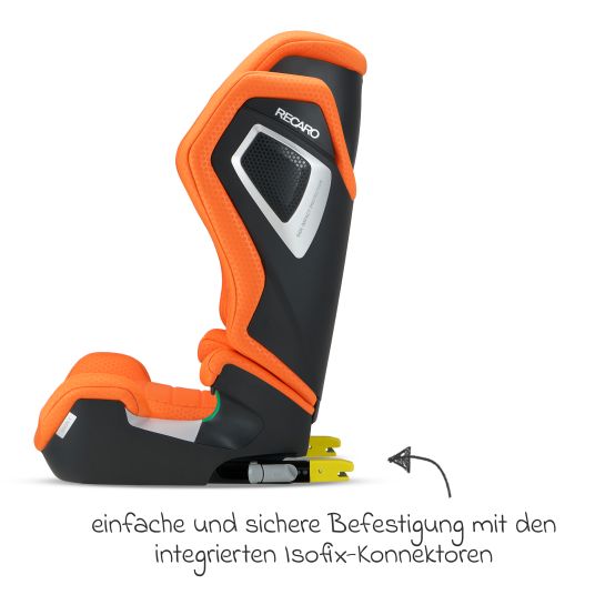 Recaro Kindersitz Axion 1 i-Size ab 3 Jahre bis 12 Jahre (100 cm - 150 cm) mit Isofix - Vibrant Orange