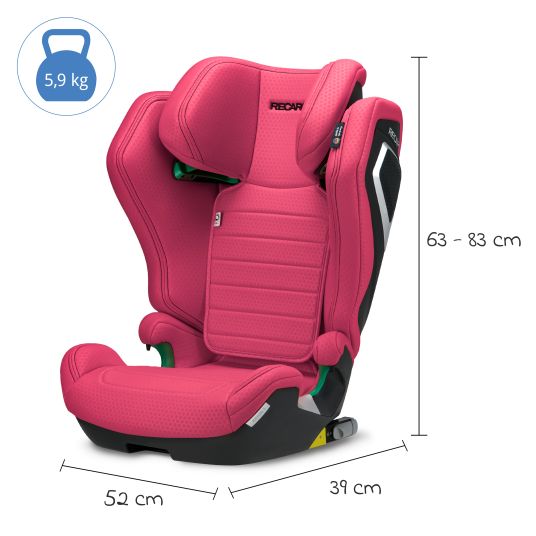 Recaro Kindersitz Axion 1 i-Size ab 3 Jahre bis 12 Jahre (100 cm - 150 cm) mit Isofix - Wow Pink