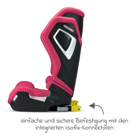 Recaro Kindersitz Axion 1 i-Size ab 3 Jahre bis 12 Jahre (100 cm - 150 cm) mit Isofix - Wow Pink