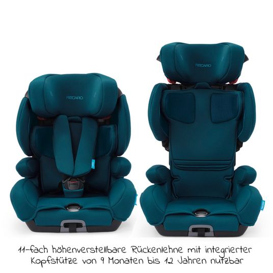 Recaro Kindersitz Tian Elite - Gruppe 1/2/3 / - 9 Monate bis 12 Jahre - (9- 36 kg) + Gratis Zubehöpaket - Select - Teal Green