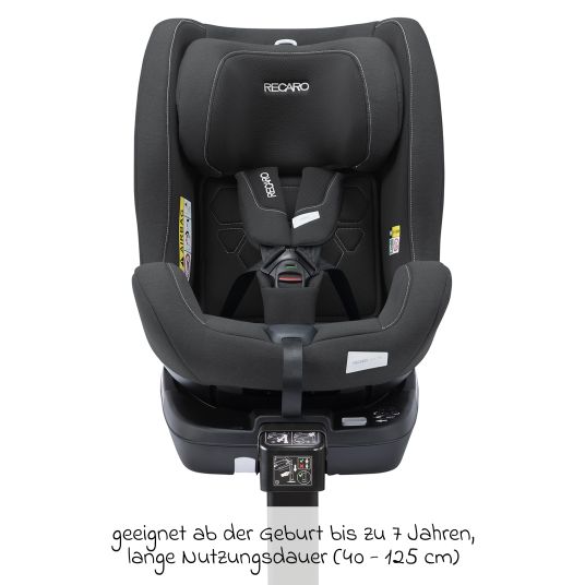 Recaro Seggiolino Salia 125 i-Size dalla nascita a 7 anni (40 cm - 125 cm) girevole con base Isofix - Fibra nera