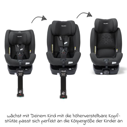 Recaro Seggiolino Salia 125 i-Size dalla nascita a 7 anni (40 cm - 125 cm) girevole con base Isofix - Fibra nera