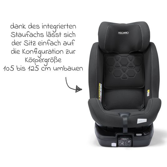 Recaro Seggiolino Salia 125 i-Size dalla nascita a 7 anni (40 cm - 125 cm) girevole con base Isofix - Fibra nera