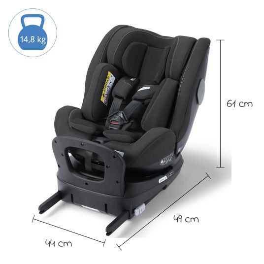 Recaro Seggiolino Salia 125 i-Size dalla nascita a 7 anni (40 cm - 125 cm) girevole con base Isofix - Fibra nera