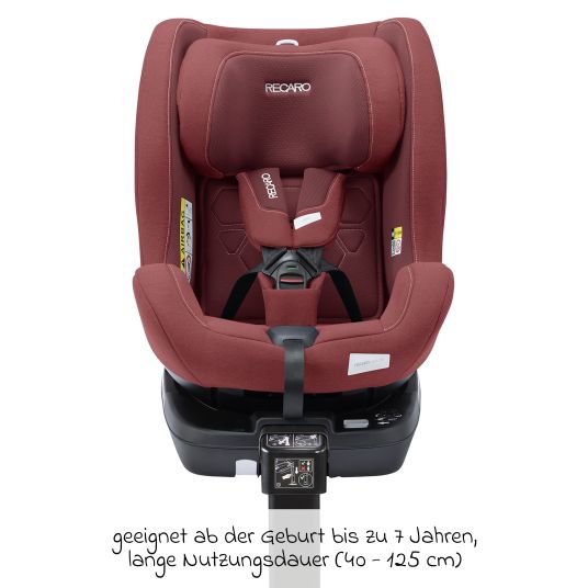 Recaro Seggiolino Reboarder Salia 125 i-Size dalla nascita a 7 anni (40 cm - 125 cm) girevole con base Isofix - Iron Red