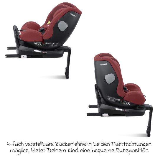 Recaro Seggiolino Reboarder Salia 125 i-Size dalla nascita a 7 anni (40 cm - 125 cm) girevole con base Isofix - Iron Red