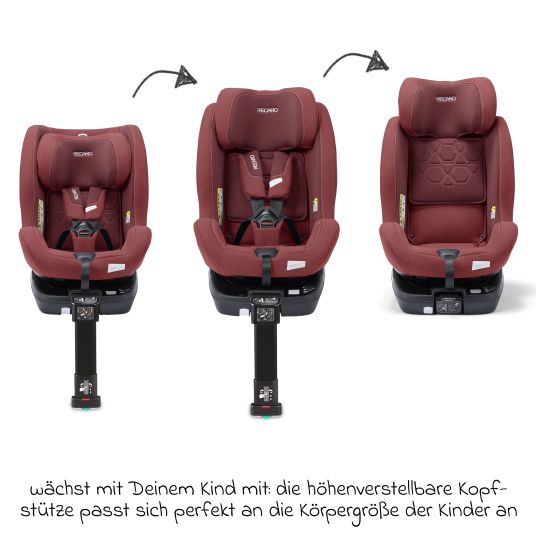 Recaro Seggiolino Reboarder Salia 125 i-Size dalla nascita a 7 anni (40 cm - 125 cm) girevole con base Isofix - Iron Red