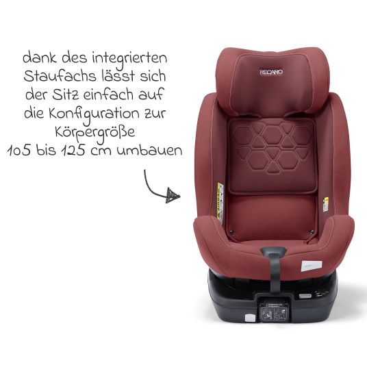 Recaro Seggiolino Reboarder Salia 125 i-Size dalla nascita a 7 anni (40 cm - 125 cm) girevole con base Isofix - Iron Red