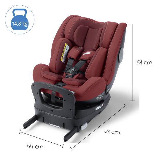 Recaro Seggiolino Reboarder Salia 125 i-Size dalla nascita a 7 anni (40 cm - 125 cm) girevole con base Isofix - Iron Red