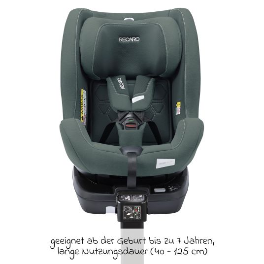 Recaro Seggiolino Reboarder Salia 125 i-Size dalla nascita a 7 anni (40 cm - 125 cm) girevole con base Isofix - Verde Minerale