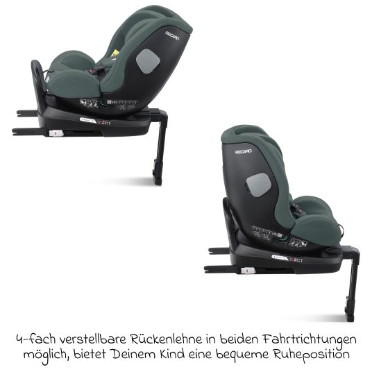 Recaro Seggiolino Reboarder Salia 125 i-Size dalla nascita a 7 anni (40 cm - 125 cm) girevole con base Isofix - Verde Minerale