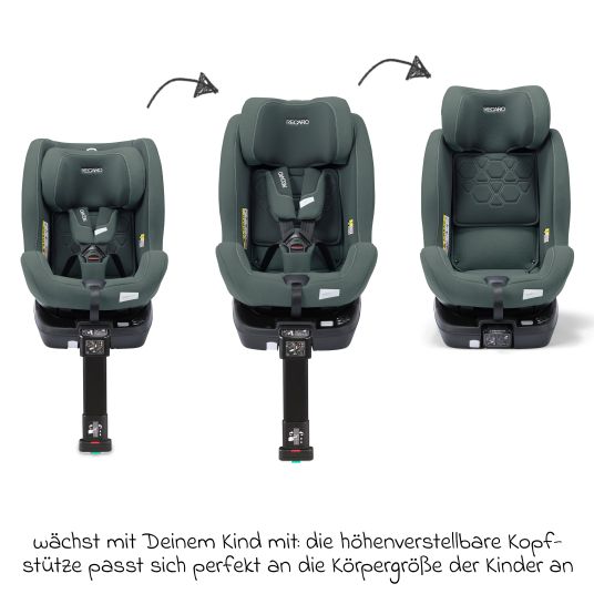 Recaro Seggiolino Reboarder Salia 125 i-Size dalla nascita a 7 anni (40 cm - 125 cm) girevole con base Isofix - Verde Minerale