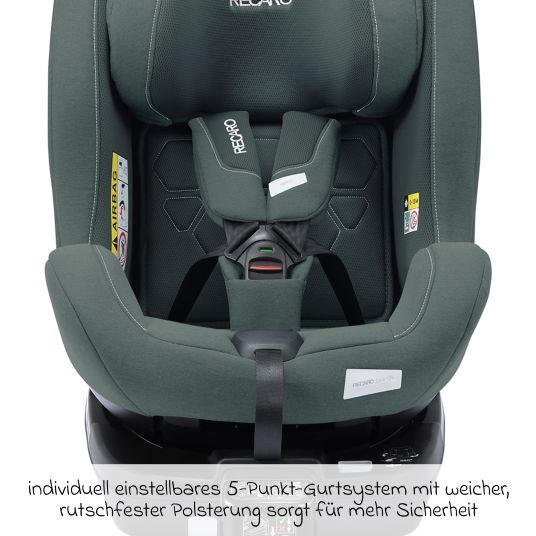 Recaro Seggiolino Reboarder Salia 125 i-Size dalla nascita a 7 anni (40 cm - 125 cm) girevole con base Isofix - Verde Minerale