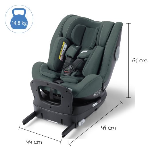 Recaro Seggiolino Reboarder Salia 125 i-Size dalla nascita a 7 anni (40 cm - 125 cm) girevole con base Isofix - Verde Minerale