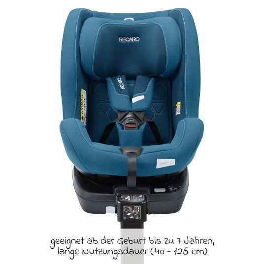 Recaro Seggiolino Reboarder Salia 125 i-Size dalla nascita a 7 anni (40 cm - 125 cm) girevole con base Isofix - Blu acciaio