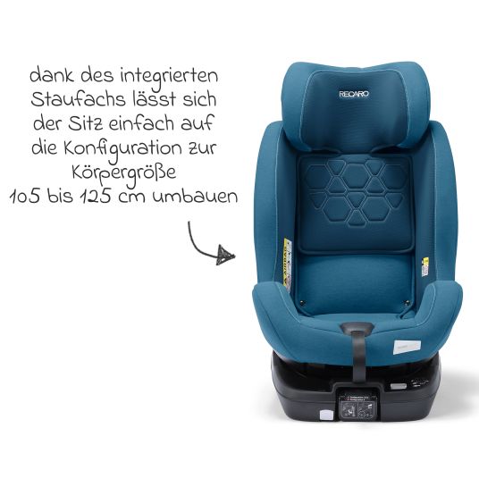 Recaro Seggiolino Reboarder Salia 125 i-Size dalla nascita a 7 anni (40 cm - 125 cm) girevole con base Isofix - Blu acciaio