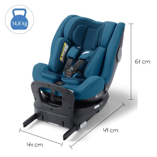 Recaro Seggiolino Reboarder Salia 125 i-Size dalla nascita a 7 anni (40 cm - 125 cm) girevole con base Isofix - Blu acciaio