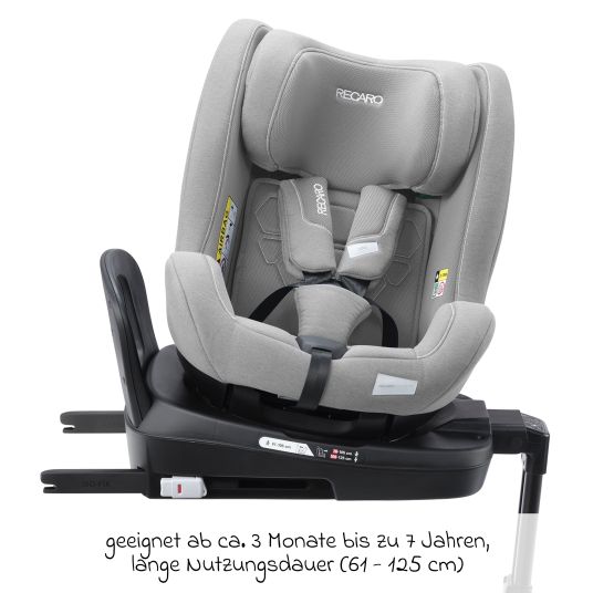 Recaro Reboarder-Kindersitz Salia 125 i-Size KID ab 3 Monate bis 7 Jahre (61 cm - 125 cm) drehbar mit Isofix-Basis - Carbon Grey