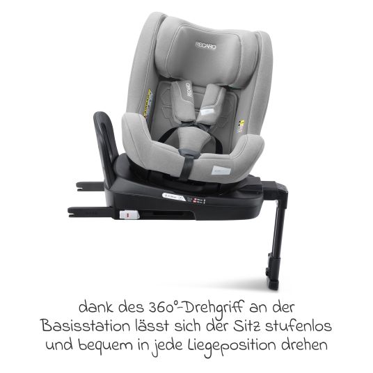 Recaro Reboarder-Kindersitz Salia 125 i-Size KID ab 3 Monate bis 7 Jahre (61 cm - 125 cm) drehbar mit Isofix-Basis - Carbon Grey