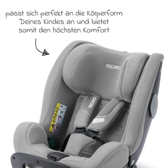 Recaro Reboarder-Kindersitz Salia 125 i-Size KID ab 3 Monate bis 7 Jahre (61 cm - 125 cm) drehbar mit Isofix-Basis - Carbon Grey