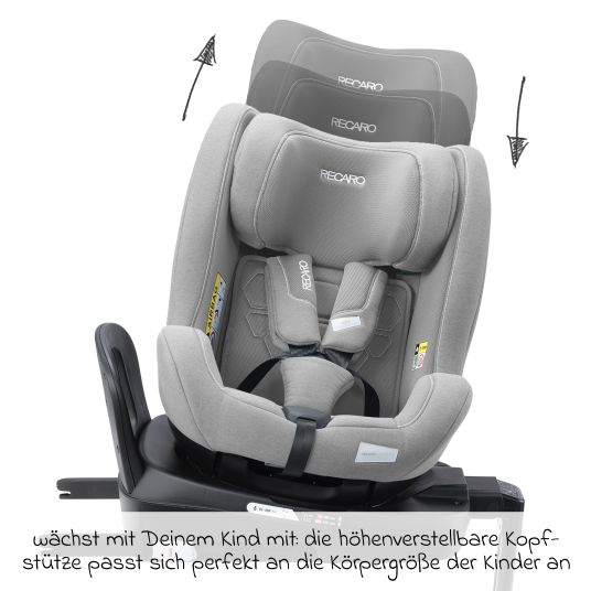 Recaro Reboarder-Kindersitz Salia 125 i-Size KID ab 3 Monate bis 7 Jahre (61 cm - 125 cm) drehbar mit Isofix-Basis - Carbon Grey