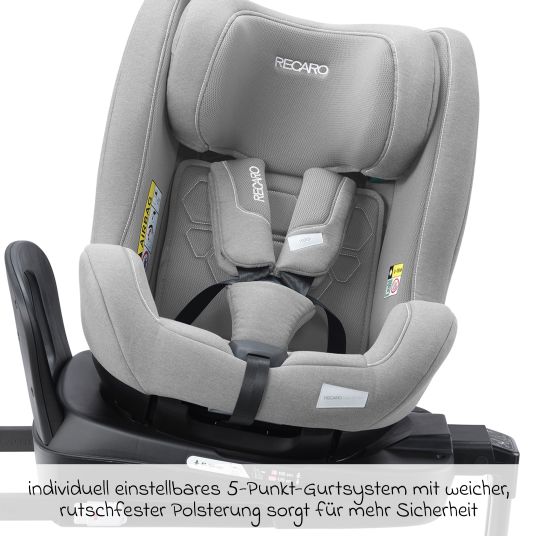 Recaro Reboarder-Kindersitz Salia 125 i-Size KID ab 3 Monate bis 7 Jahre (61 cm - 125 cm) drehbar mit Isofix-Basis - Carbon Grey