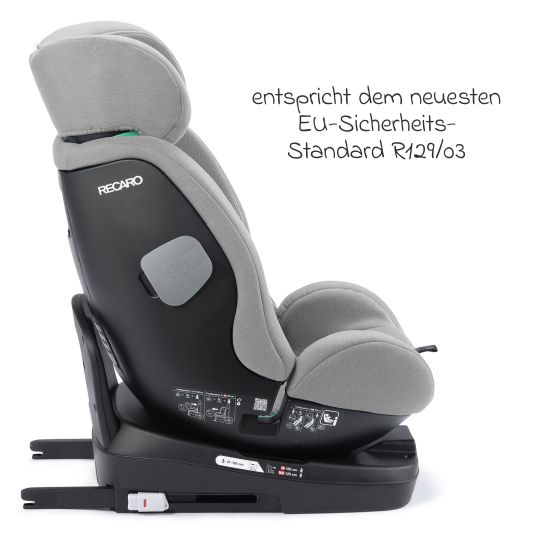 Recaro Reboarder-Kindersitz Salia 125 i-Size KID ab 3 Monate bis 7 Jahre (61 cm - 125 cm) drehbar mit Isofix-Basis - Carbon Grey