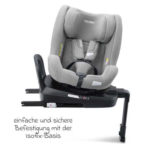 Recaro Reboarder-Kindersitz Salia 125 i-Size KID ab 3 Monate bis 7 Jahre (61 cm - 125 cm) drehbar mit Isofix-Basis - Carbon Grey