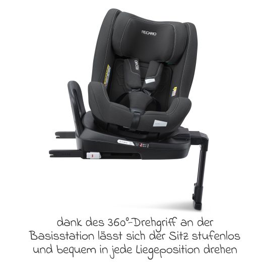 Recaro Reboarder-Kindersitz Salia 125 i-Size KID ab 3 Monate bis 7 Jahre (61 cm - 125 cm) drehbar mit Isofix-Basis - Fibre Black