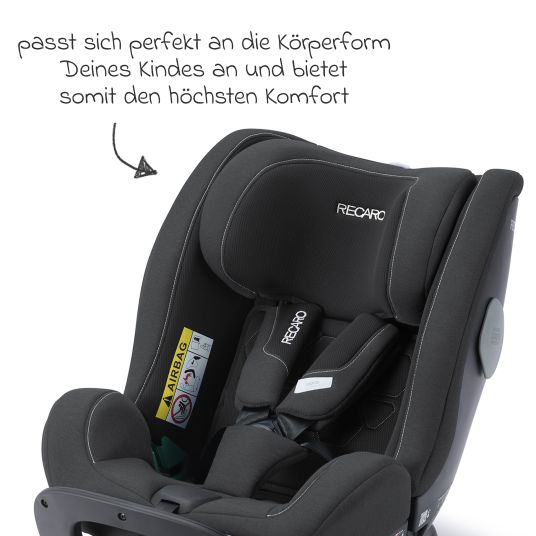 Recaro Reboarder-Kindersitz Salia 125 i-Size KID ab 3 Monate bis 7 Jahre (61 cm - 125 cm) drehbar mit Isofix-Basis - Fibre Black