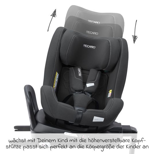 Recaro Reboarder-Kindersitz Salia 125 i-Size KID ab 3 Monate bis 7 Jahre (61 cm - 125 cm) drehbar mit Isofix-Basis - Fibre Black