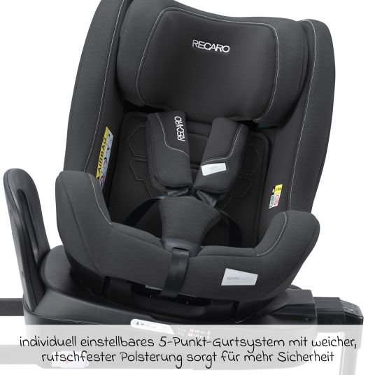 Recaro Reboarder-Kindersitz Salia 125 i-Size KID ab 3 Monate bis 7 Jahre (61 cm - 125 cm) drehbar mit Isofix-Basis - Fibre Black