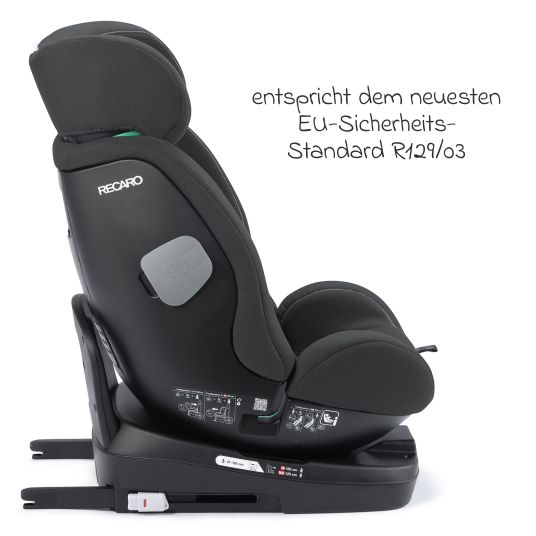 Recaro Reboarder-Kindersitz Salia 125 i-Size KID ab 3 Monate bis 7 Jahre (61 cm - 125 cm) drehbar mit Isofix-Basis - Fibre Black