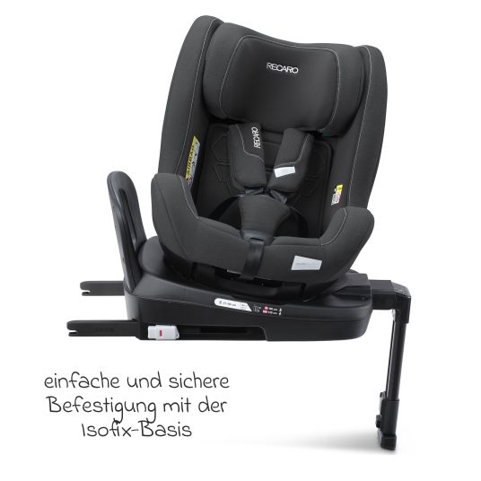 Recaro Reboarder-Kindersitz Salia 125 i-Size KID ab 3 Monate bis 7 Jahre (61 cm - 125 cm) drehbar mit Isofix-Basis - Fibre Black